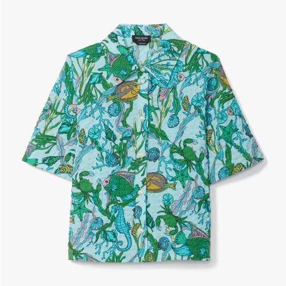 Kate Spade Under The Sea Collared Top - Picture 1 of 6